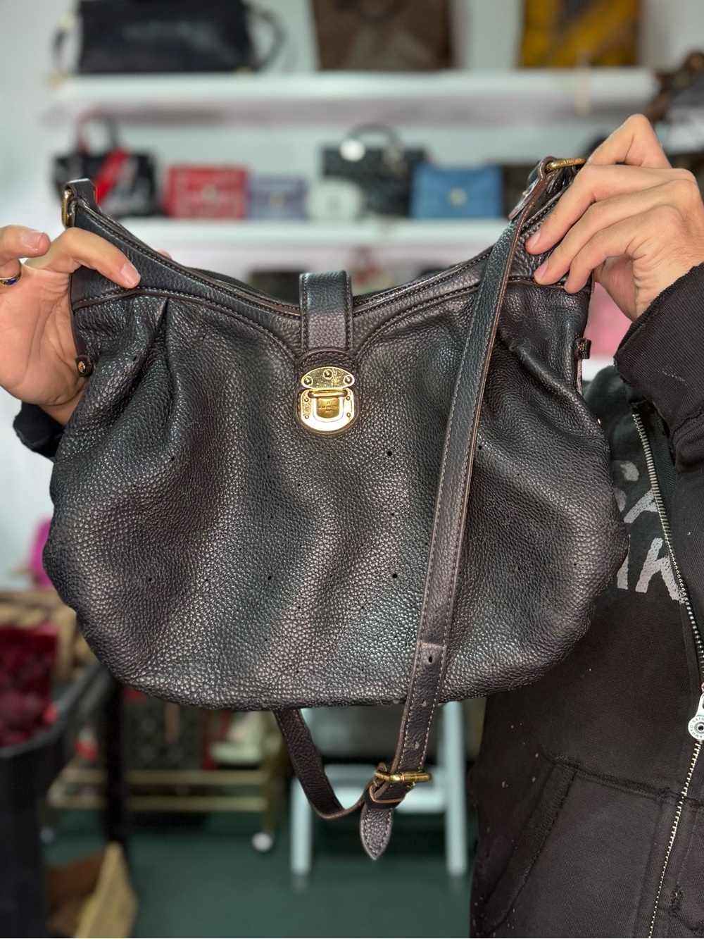 LV Leather Hobo w/ extension strap from LV